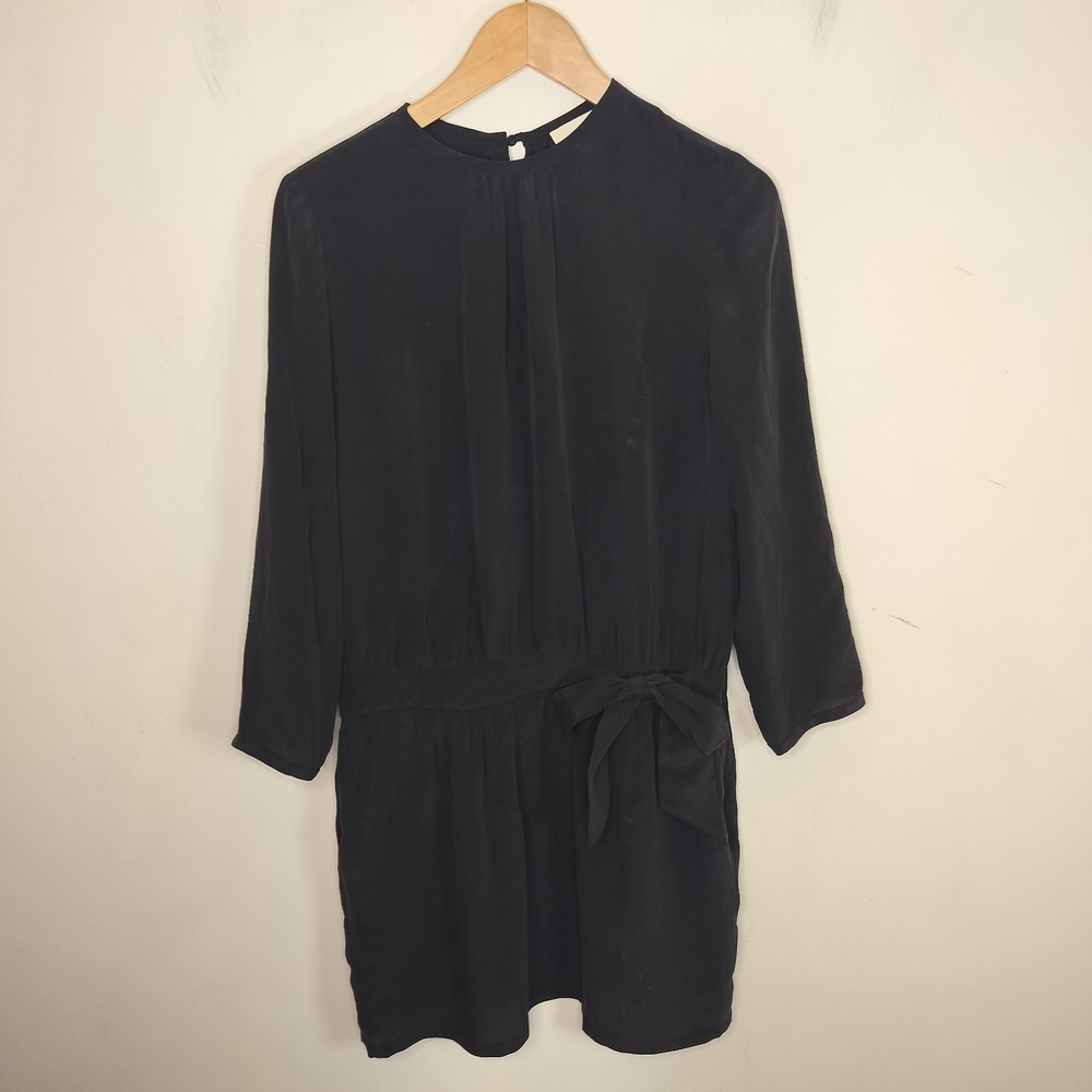 The Korner Black Silk Dress‎ Tie Side + Pockets